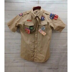 Boy Scouts of America YL BSA Uniform Shirt Short Sleeve Patches Lousiana 174
